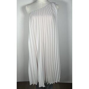 Vintage Trina Turk white pleated one shoulder flowy glam grecian dress 8(M)